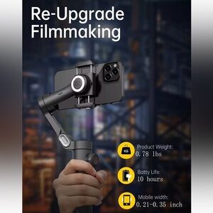 COPY - Phone Gimbal Stabilizer 3-Axis Smartphone Foldable Gimbal Gimble with Fo…